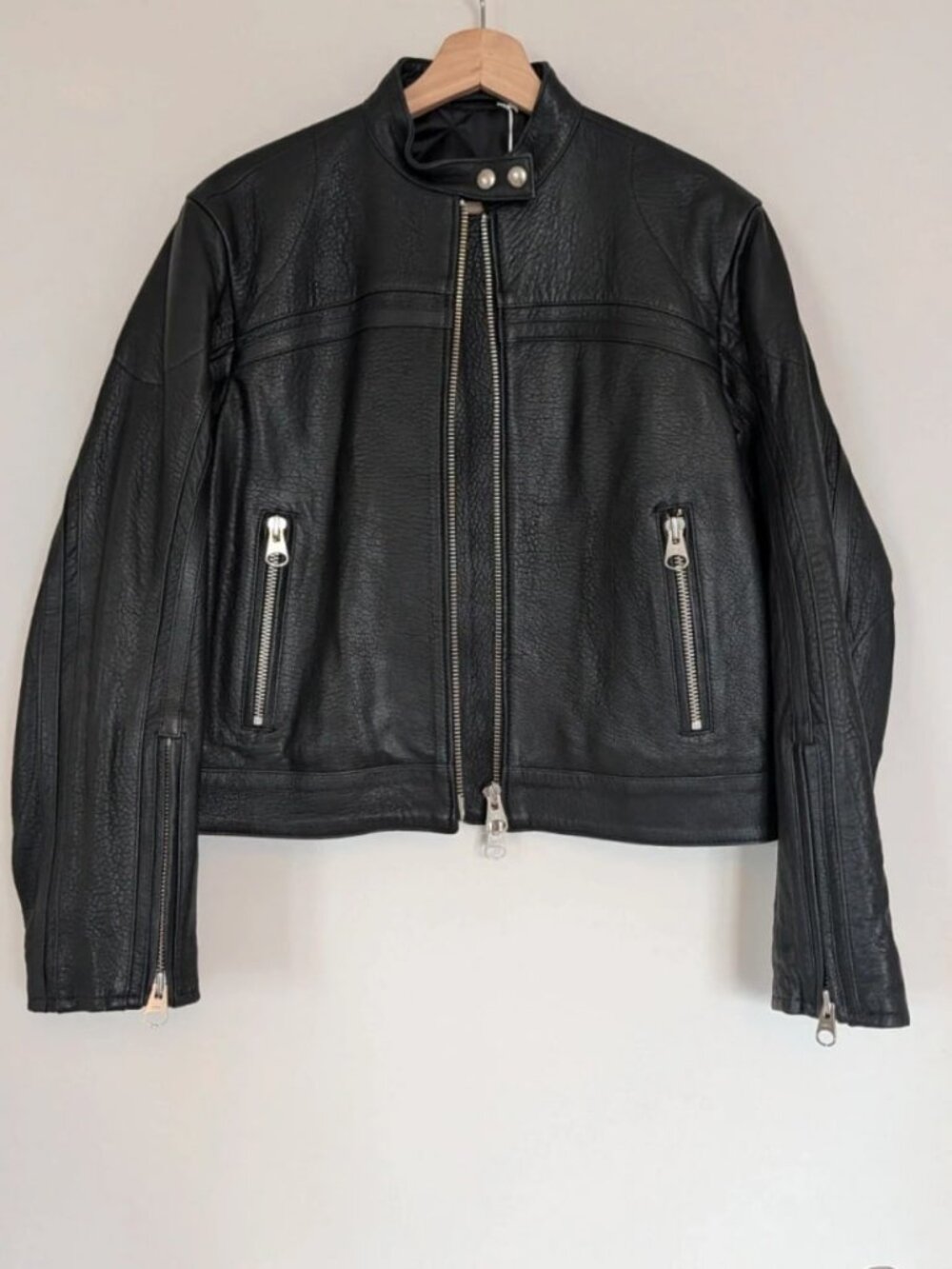 ARKET Leather Biker Jacket Black Size M